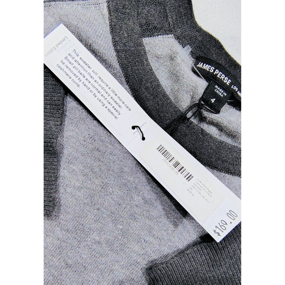 James Perse Men's Sweater Color block Crewneck Raglan Pullover Cotton Cashmere - Picture 7 of 15